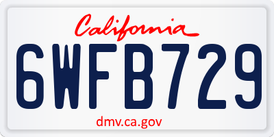 CA license plate 6WFB729