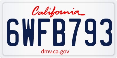 CA license plate 6WFB793