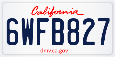 CA license plate 6WFB827