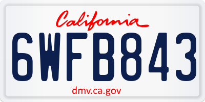 CA license plate 6WFB843