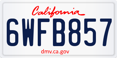 CA license plate 6WFB857