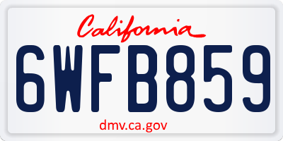 CA license plate 6WFB859