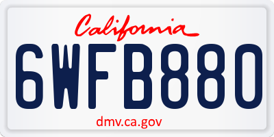 CA license plate 6WFB880
