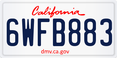 CA license plate 6WFB883