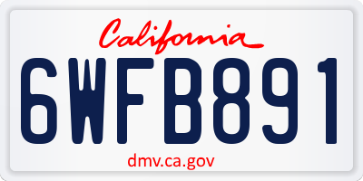 CA license plate 6WFB891
