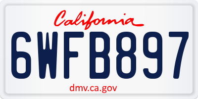 CA license plate 6WFB897