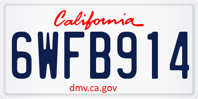 CA license plate 6WFB914
