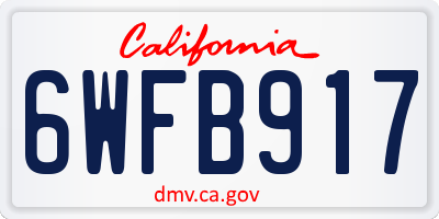 CA license plate 6WFB917