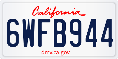 CA license plate 6WFB944