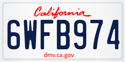 CA license plate 6WFB974