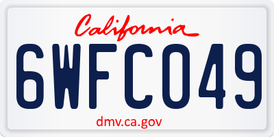 CA license plate 6WFC049