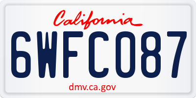CA license plate 6WFC087