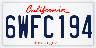 CA license plate 6WFC194