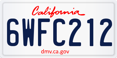 CA license plate 6WFC212