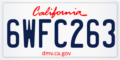 CA license plate 6WFC263