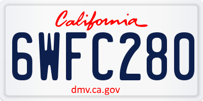 CA license plate 6WFC280