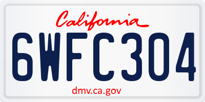 CA license plate 6WFC304