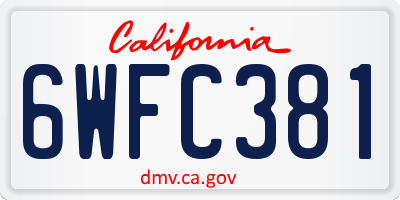 CA license plate 6WFC381