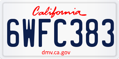 CA license plate 6WFC383