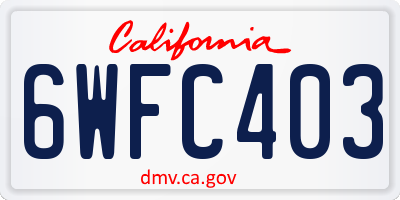 CA license plate 6WFC403