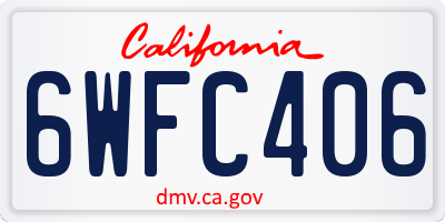 CA license plate 6WFC406