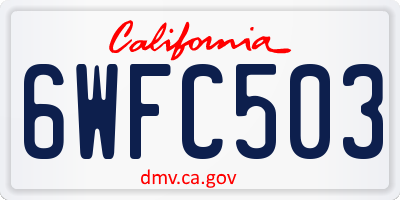 CA license plate 6WFC503