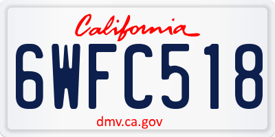 CA license plate 6WFC518