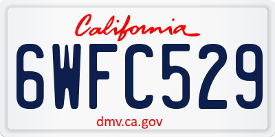 CA license plate 6WFC529