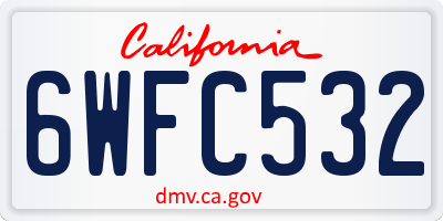 CA license plate 6WFC532