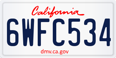CA license plate 6WFC534