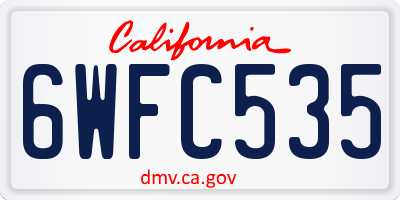 CA license plate 6WFC535