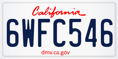 CA license plate 6WFC546