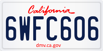 CA license plate 6WFC606