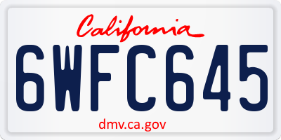 CA license plate 6WFC645