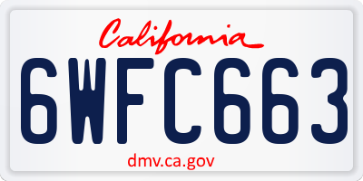 CA license plate 6WFC663