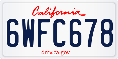 CA license plate 6WFC678