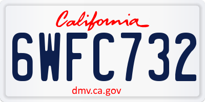 CA license plate 6WFC732