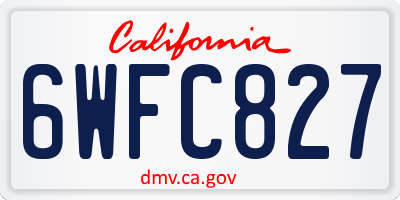 CA license plate 6WFC827