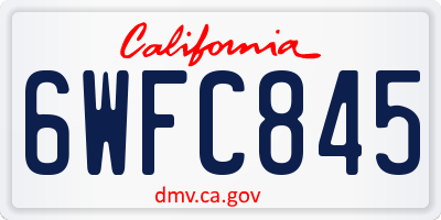 CA license plate 6WFC845