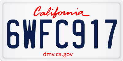 CA license plate 6WFC917