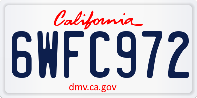 CA license plate 6WFC972