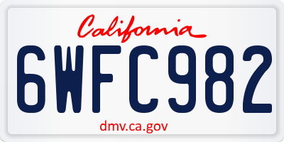 CA license plate 6WFC982