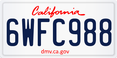 CA license plate 6WFC988