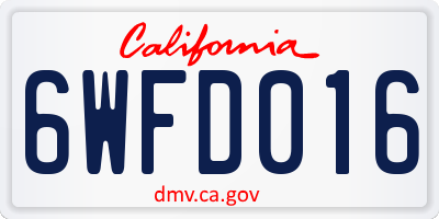 CA license plate 6WFD016
