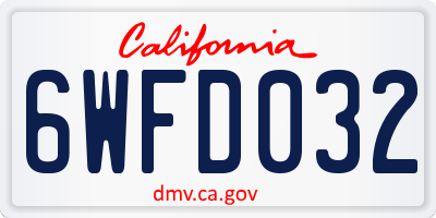 CA license plate 6WFD032