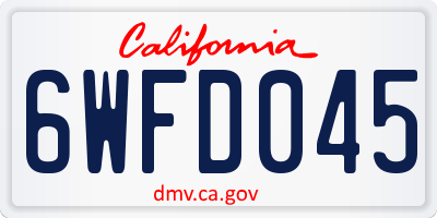 CA license plate 6WFD045