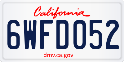 CA license plate 6WFD052