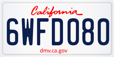 CA license plate 6WFD080