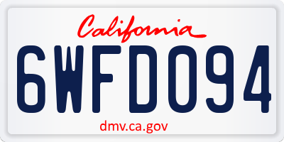 CA license plate 6WFD094