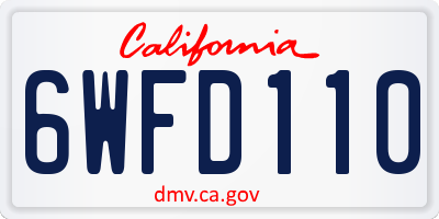 CA license plate 6WFD110